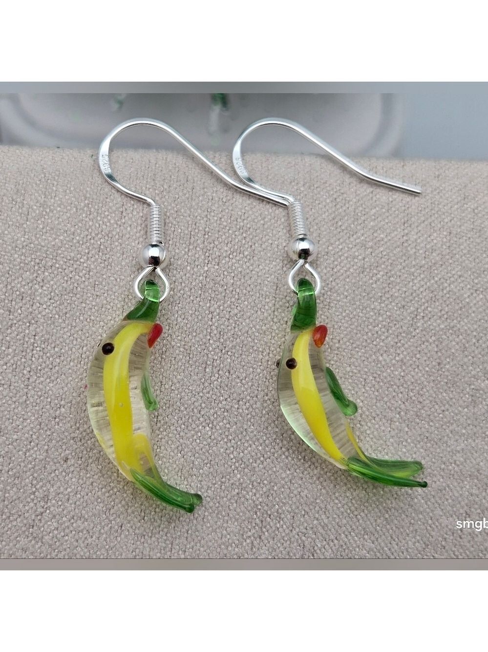✨2/$10✨ Handcrafted Lampwork Glass Tropical Fish Earrings Sterling Silver Hook